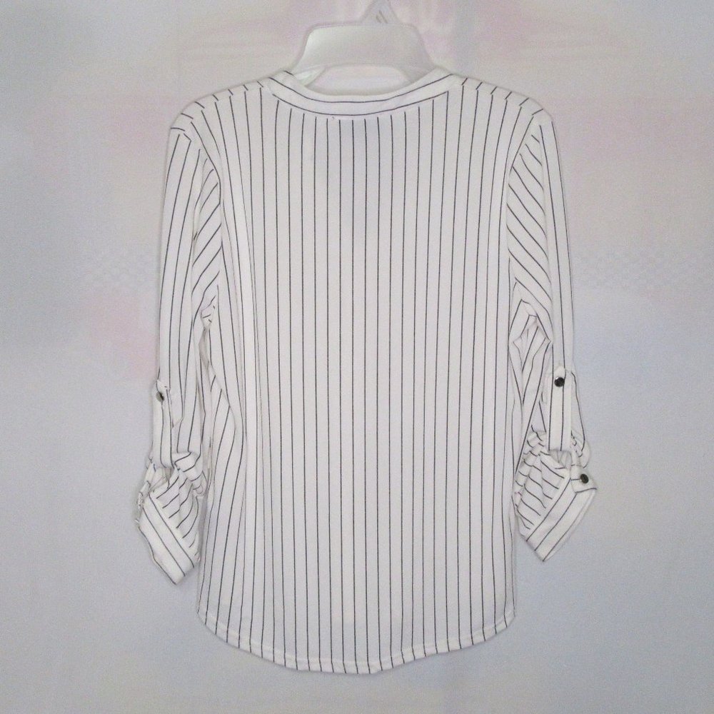 The Workshop Women's Striped V-Neck Zips, Top - Picture 3 of 3